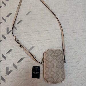 Kate Spade Floral Pattern Crossbody  Bag in Cream and Tan
